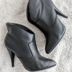 Leather Ankle High Heels Boots - Le Château